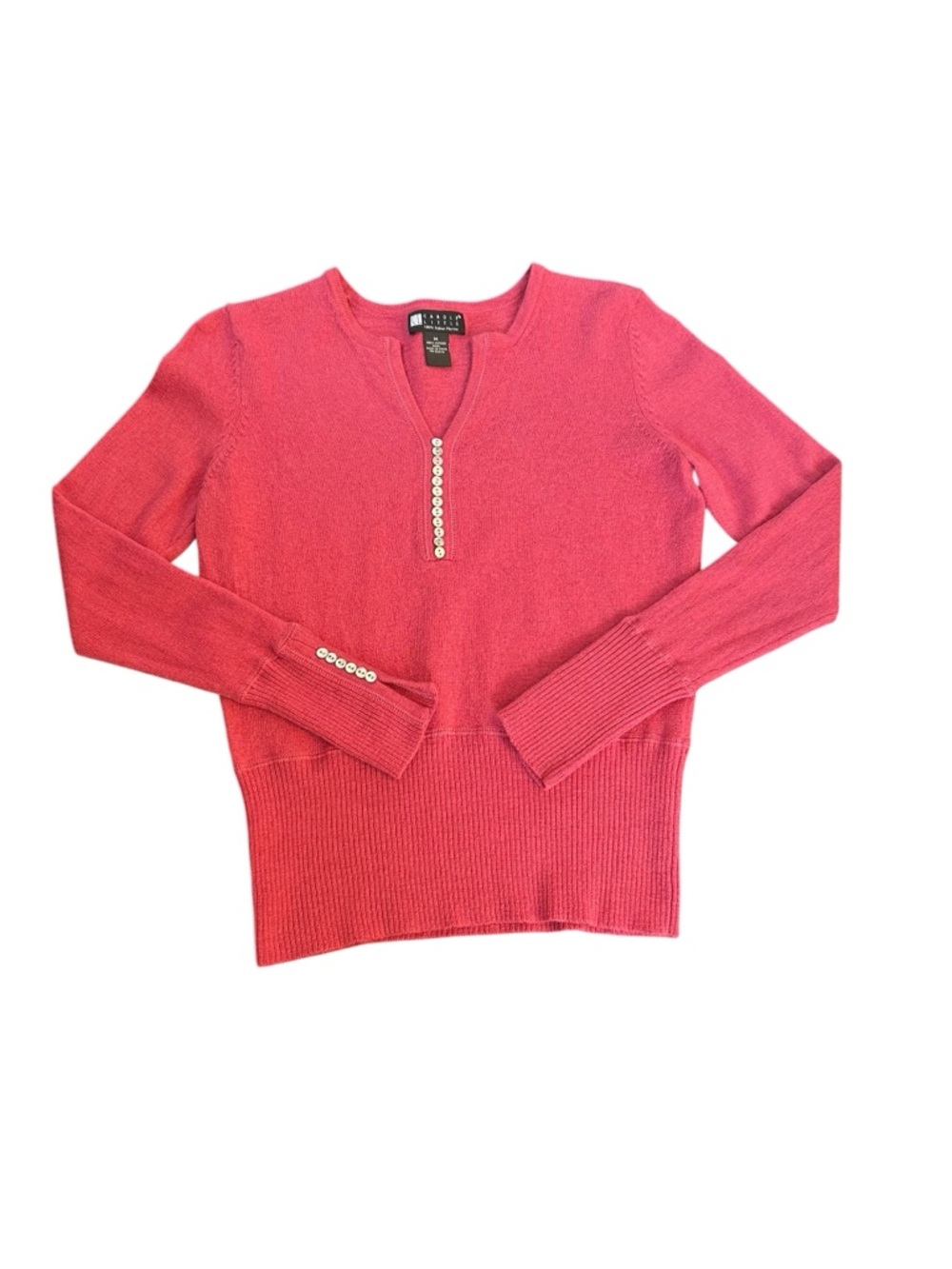 Carole Little 100% Italian Merino Wool 90s Minimalist Sweater M Y2K Quiet Luxury